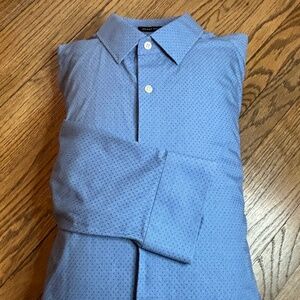 Banana Republic "Grant Fit" Dress Shirt - Light Blue Micro-Check - XL